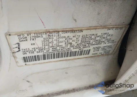 2002 Toyota Rav4 из США, поврежденный, VIN JTEGH20V820063831